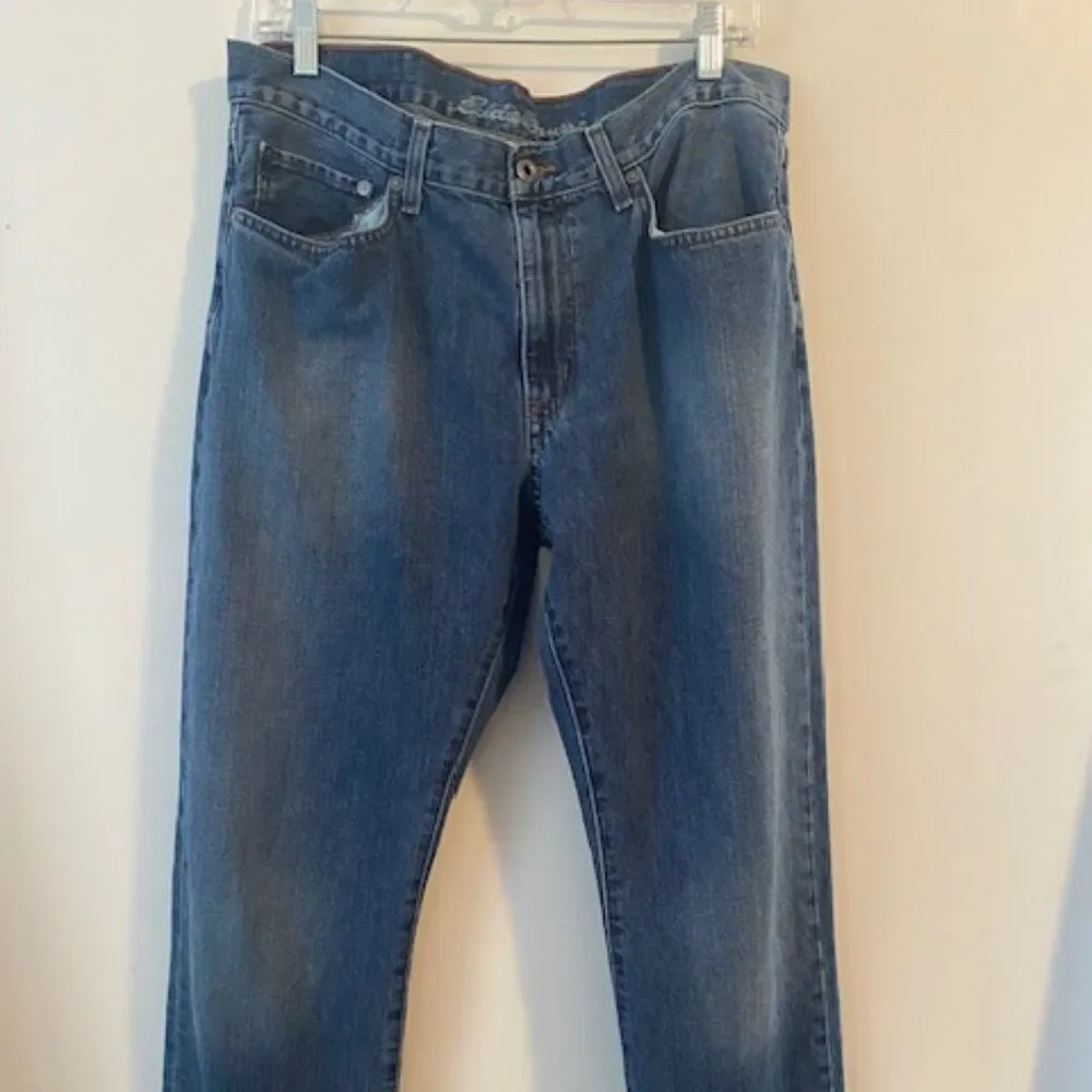 Eddie Bauer distressed Fit Straight 5 pocket jeans, size 35/34